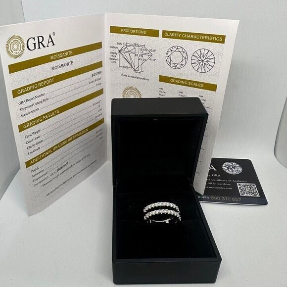 GRA Moissanite Diamond Wedding Ring Enhancer Double Row Band Brilliant Size 10 - Picture 4 of 12